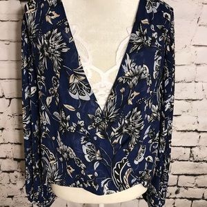 White House Black Market Chiffon Floral Top